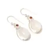 natural gem stone silver earring for womens in rainbow moon stone cabochons garnet faceted round in handmade bali style