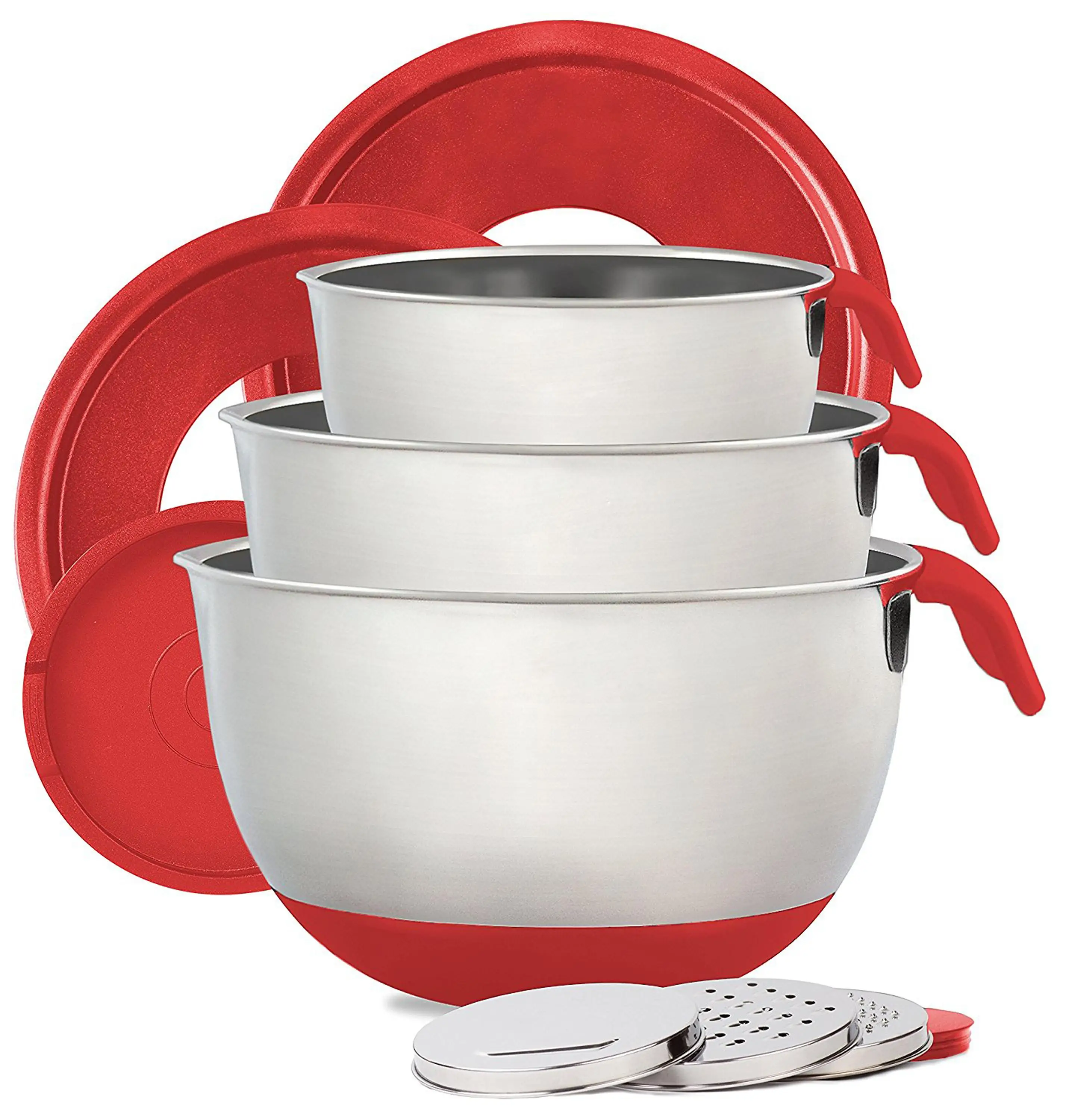 Metal Stainless Steel Salad Bowl Fruit Bowl Rubber Bottom Mixing Bowl With Lid And Handle Buy