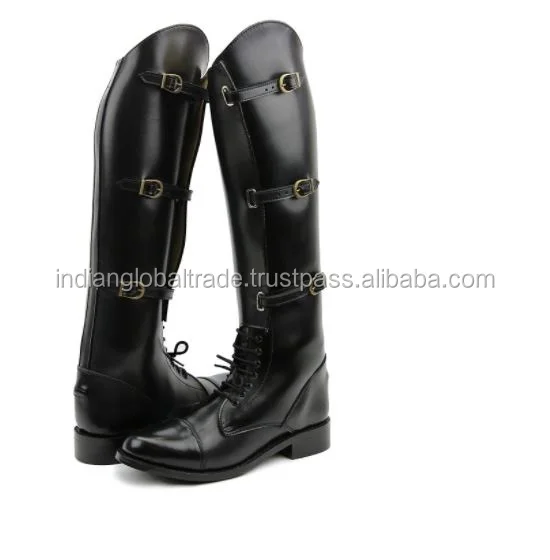Black Horse Riding Long Boots - Indian 