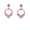 Wholesale Ruby Gemstone 925 Silver Dangle Earrings Yellow Gold Pave Diamond Handmade Jewelry