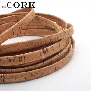 Portuguese Cork 10mm flat natural with sliver cork cord 10mm leather jewelry supplies Cor-200