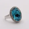 Classical Large Oval Gemstone Ring with AAAA Cubic Zirconia 5 Color Choice for Wholesale