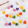 MOE2019005A MoyaMiya 2019 new Macaron assorted acrylic Bead Crochet heart shape Dangle Drop Earrings
