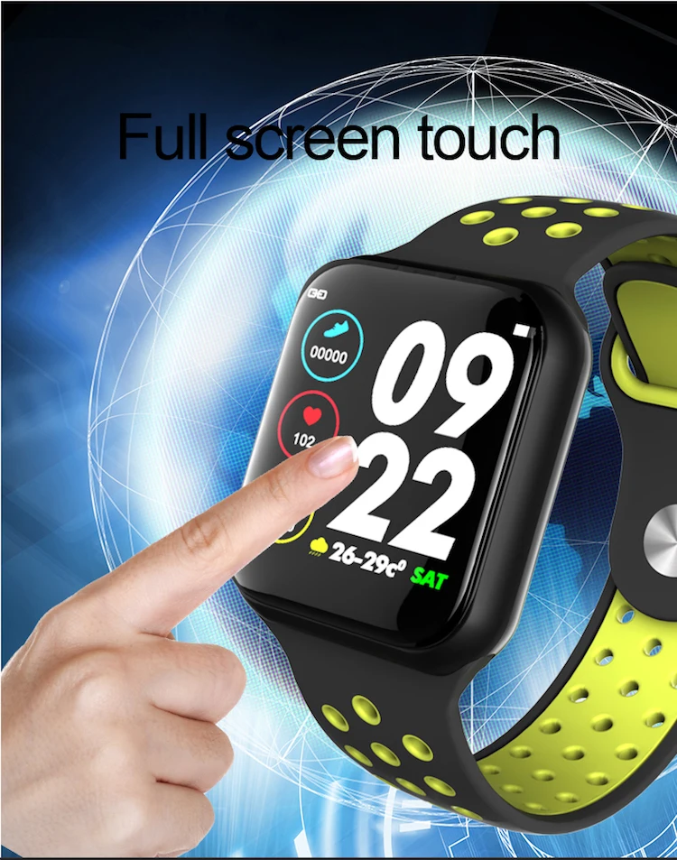 Best fitness tracker heart rate monitor system F8 smart watch for women men