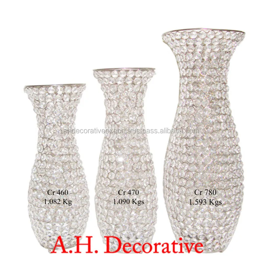 Hot Selling Crystal Beaded Flower Vase For Garden Church & Christmas