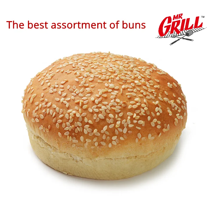 
Quality frozen foods round bread buns with sesame seeds for burgers 