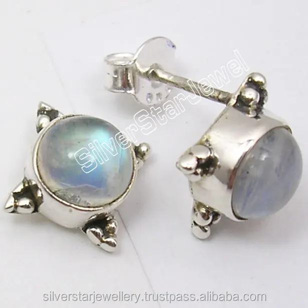 925 Sterling Silver Rainbow Moonstone Pendant 1.2" Women's New Jewelry