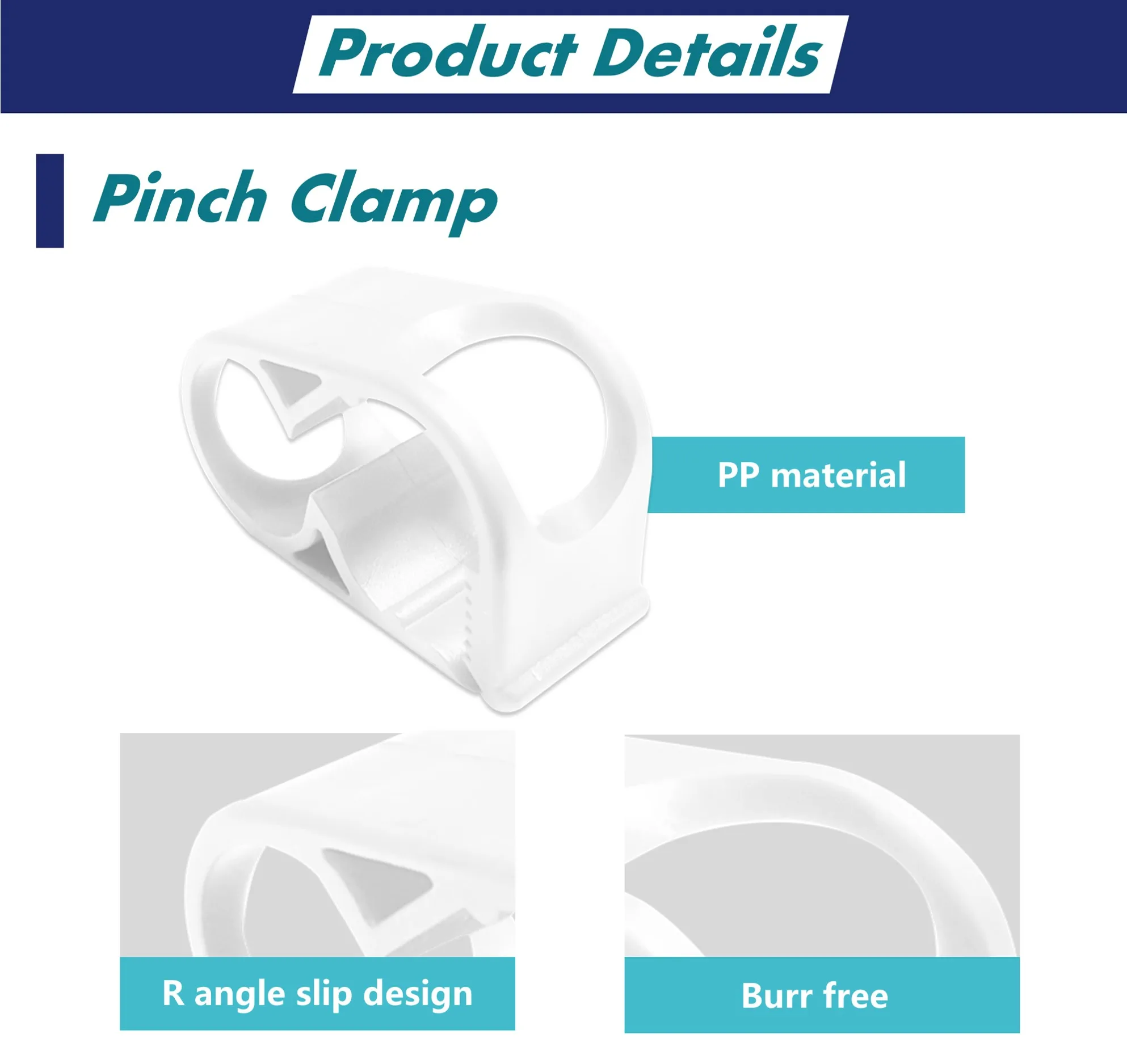 Pinch Clamp Tubing Clamp Medical Plastic Clamp For 2.3 Mm Tubing 4 Mm