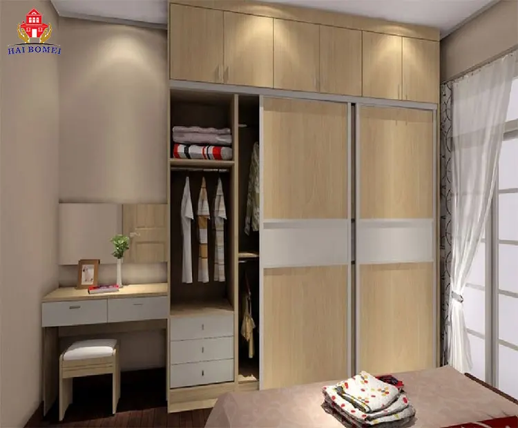 Bomei Luxury Wooden Paint L Shape Wardrobe Sliding Door Panel Wardrobe