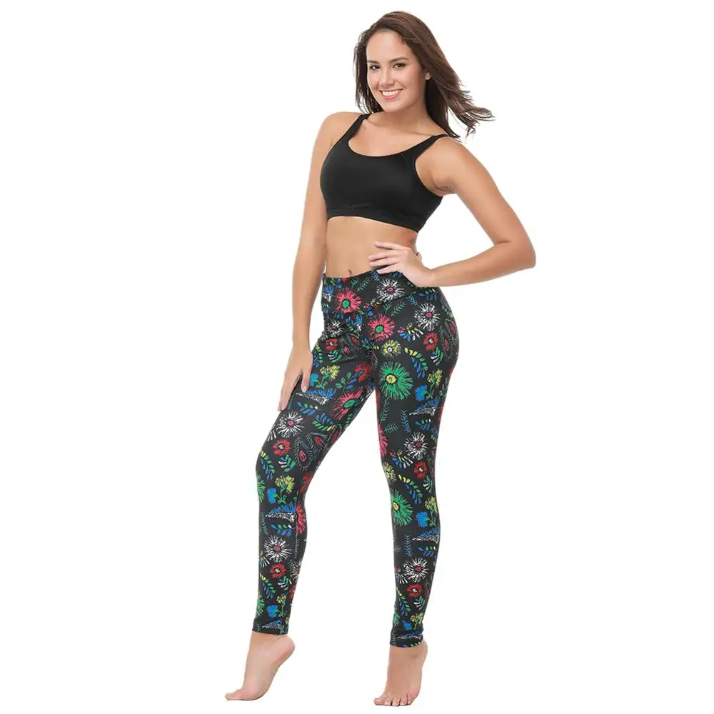 

Wholesale Custom Printed Yoga New Mix Brushed 92 Polyester 8 Spandex Leggings For Women