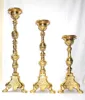Aluminium Metal Emboss Golden Baroque Tripod Candelabra, Set of 3, Wedding/Home Decoration Centerpiece Candle Holder