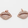 Rose Gold Plated 15x22mm CZ Pave Setting Lip Pendant