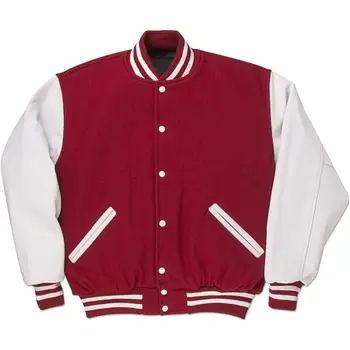 Varsity/letterman/college Jacket Red/white Made Of Melton Wool - Buy ...
