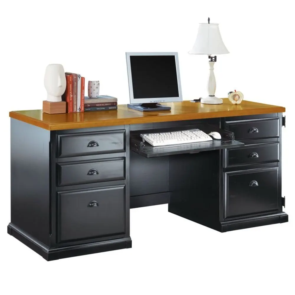 Southampton Onyx Computer Credenza Medium Oak Top/Southampton Black Onyx Dimensions: 68.25"W x 24.5"D x 30"H Weight: 299 lbs.
