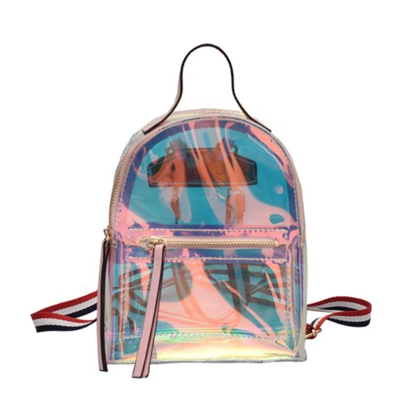 

New Trendy Transparent Laser Shoulder Bag Mini Shopping Backpack, Pink,laser,traperent or customize