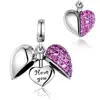 Sterling silver 925 custom engraved CZ crystal open heart charm pendant fits pandoras charms thailand