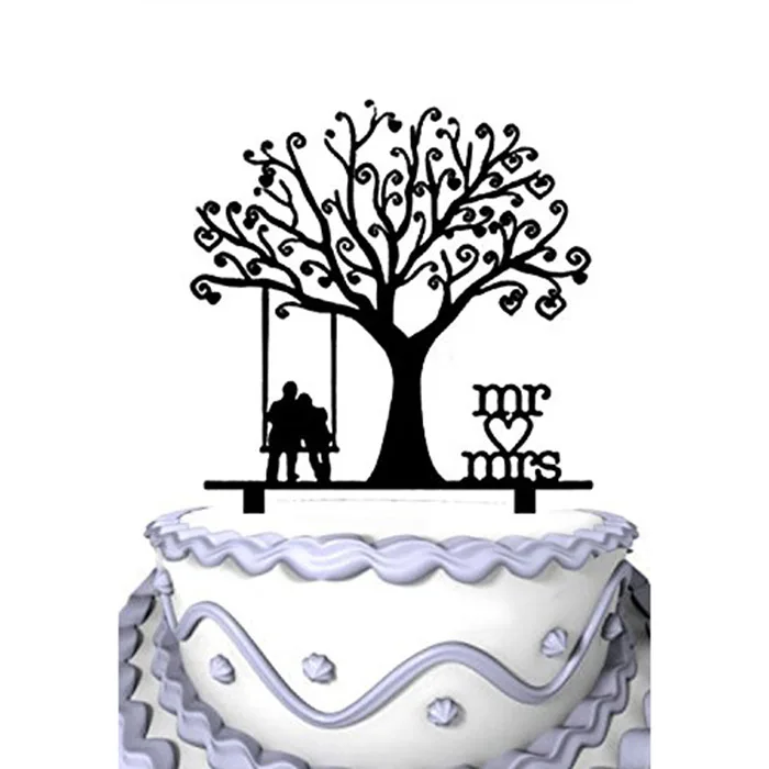 Personalized Mr and Mrs Wedding Cake Topper Swing Oak Tree Bride Groom Couple 