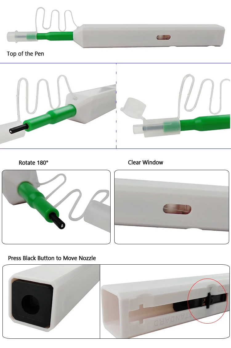 one-click 2.5mm Cleaning Adapter One Click Sc Optical Fiber Cleaner Pen 800+ times lifetime