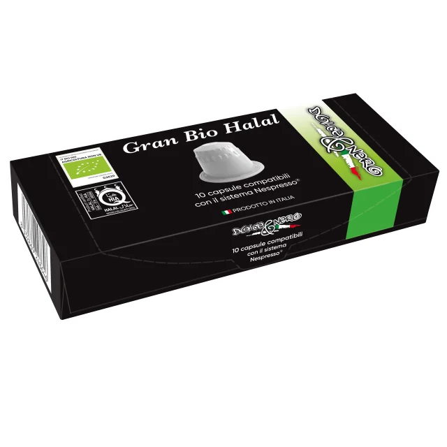 
ITALIAN GRAN BIO/ORGANIC HALAL COFFEE 10 CAPSULES   COMPATIBLE NESPRESSO CAPSULES 