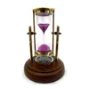 Antique Brass Sand Timer With Compass On Wooden Base - Showpiece For Home - Office - Gift - Hour Glass - Sand Glass - Sand Clock