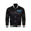 Custom Fashion Logo Embroidered Satin Leather Jacket 100% Polyester Button Varsity Winter Jacket