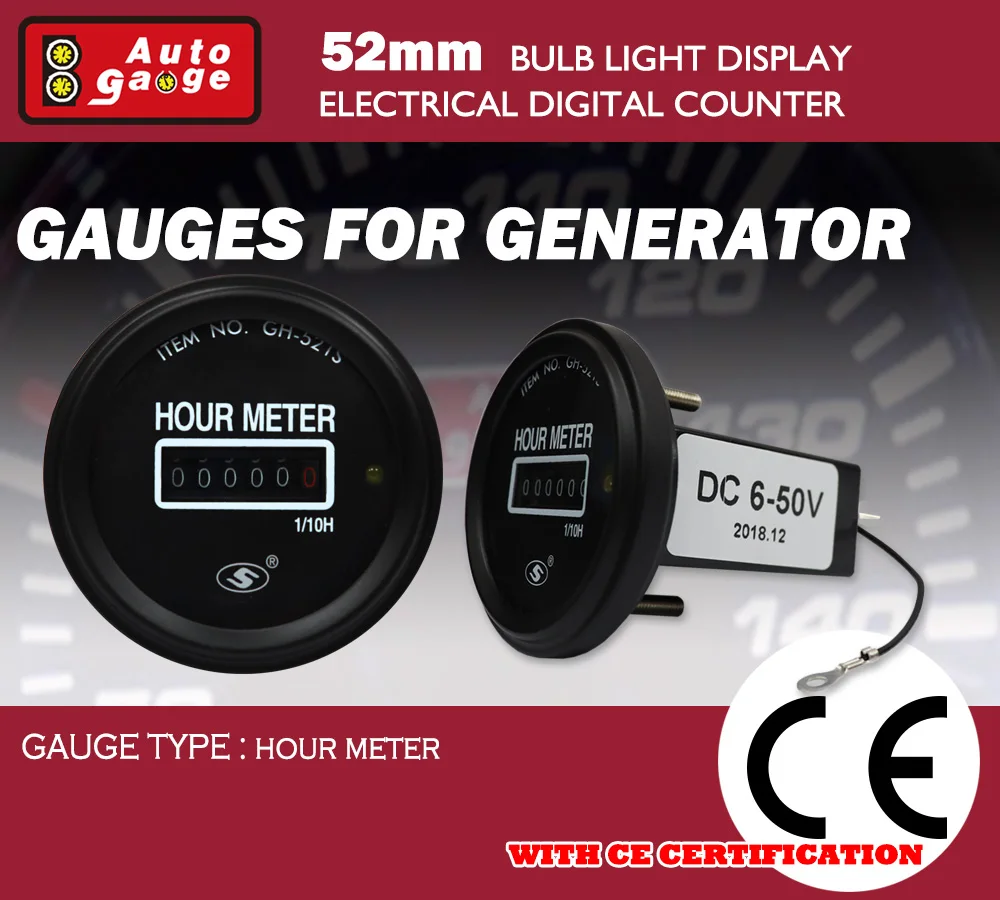 New Product 52mm Analog Hour Meter For Generator Black Hourmeter Buy