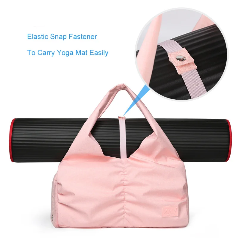 

Personalized Waterproof large women yoga mat tote bag with yoga mat strap, Pink/grey/orange