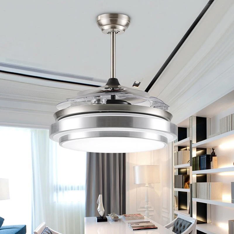 KALUX 42'' homestead nickel retractable ceiling fan with hidden blades