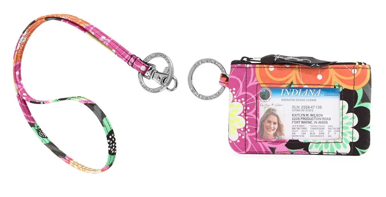 Buy Vera Bradley Zip Id Case and Lanyard in Cheery Blossoms in Cheap