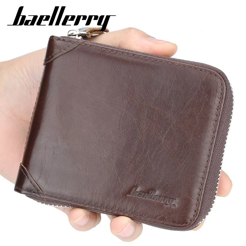 

Baellerry Vintage Genuine Leather Male Short Wallet, Black,light coffee,dark coffee