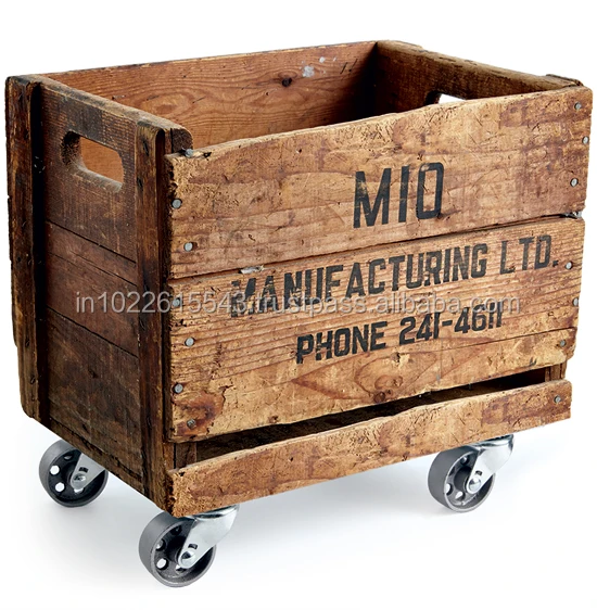 Distressed Wood Wine Crate With Wheels Vintage Distressed Wood Wine Crate With Wheels Vintage Wooden Bar Storage