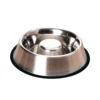Ski Group Of Stainless Steel Fully Pure Silver Slow Feeding Dog Bowl With Rubber