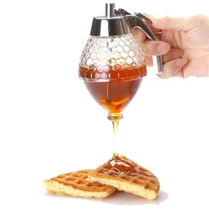 Image of Wholesale Plastic Bee Honey Dispenser Jar Container Honey Pot Baking Syrup Dispenser