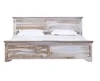 Contemporary Rustic Solid Wood White Wash Double Bed