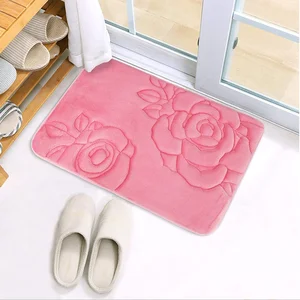 Image of Non slip comfortable thick velvet floor carpet rug bath mat bathroom drying mat