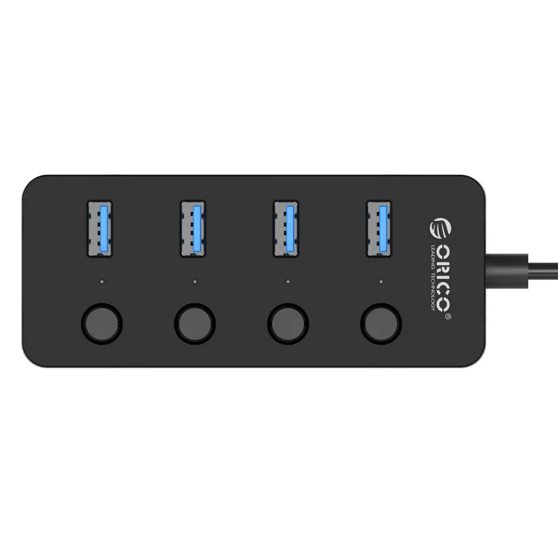 

ORICO 4 Port USB 3.0 Faceup Design HUB with Individual Power Switches and LEDs USB 3.0 HUB Driver-Free W9PH4-U3-V1, Black/white