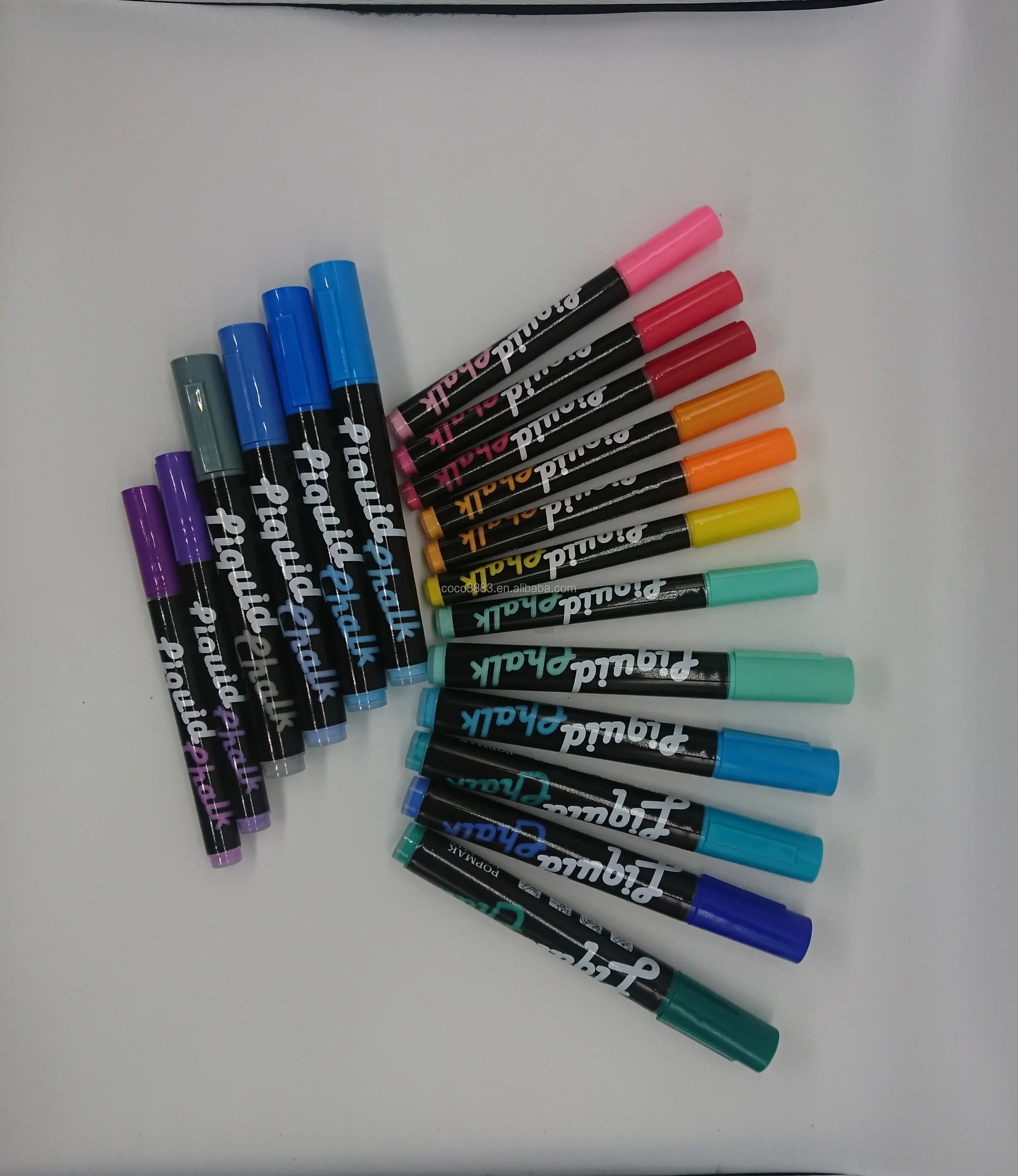 

Assorted neon color Water based 3.5 MM Bullet tip Erasable Liquid Chalk Pen