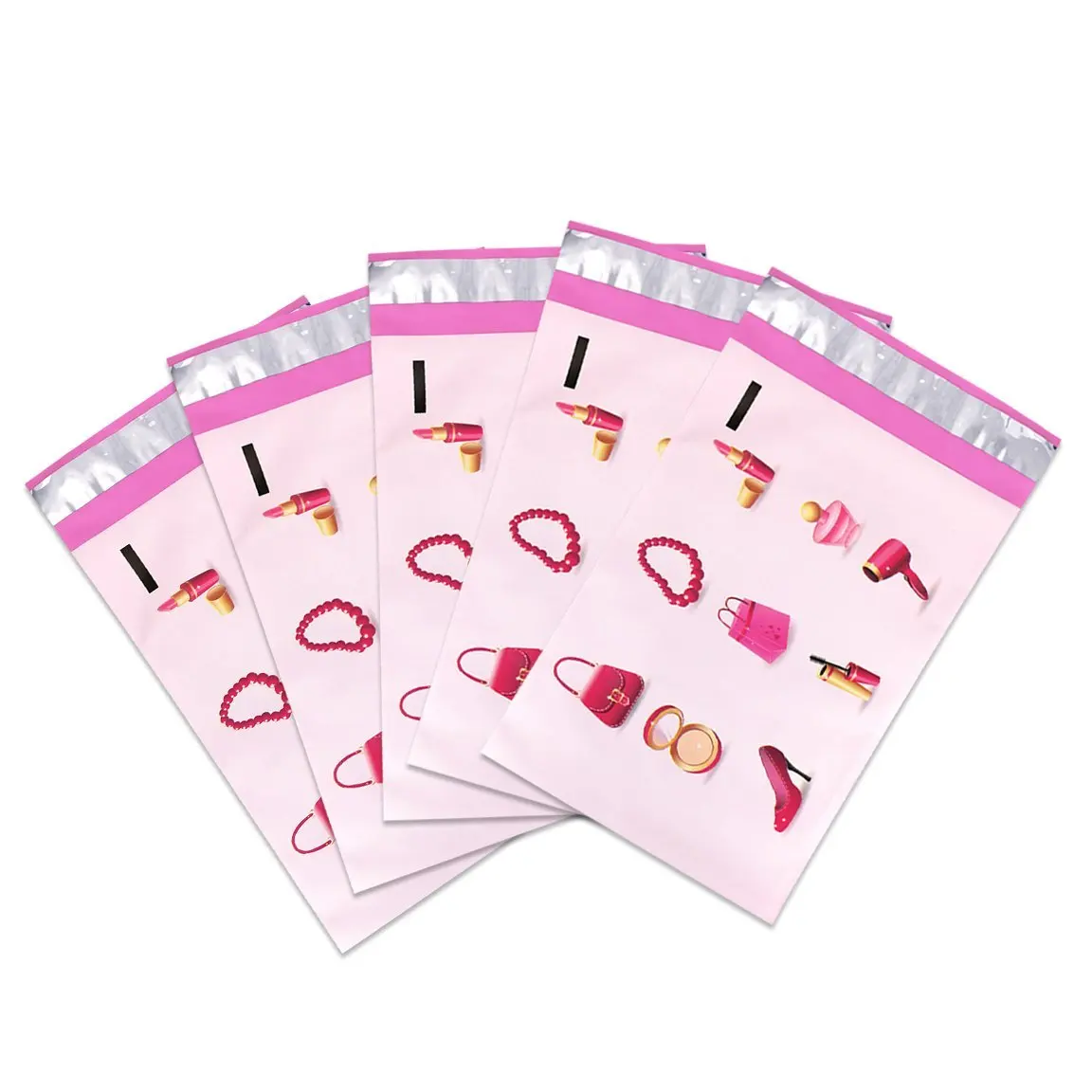 Beauticom (100 Pieces) 6" X 9" Pink Makeup Designer Poly Mailers Shipping Envelopes Boutique Custom Mailers Gift Envelopes