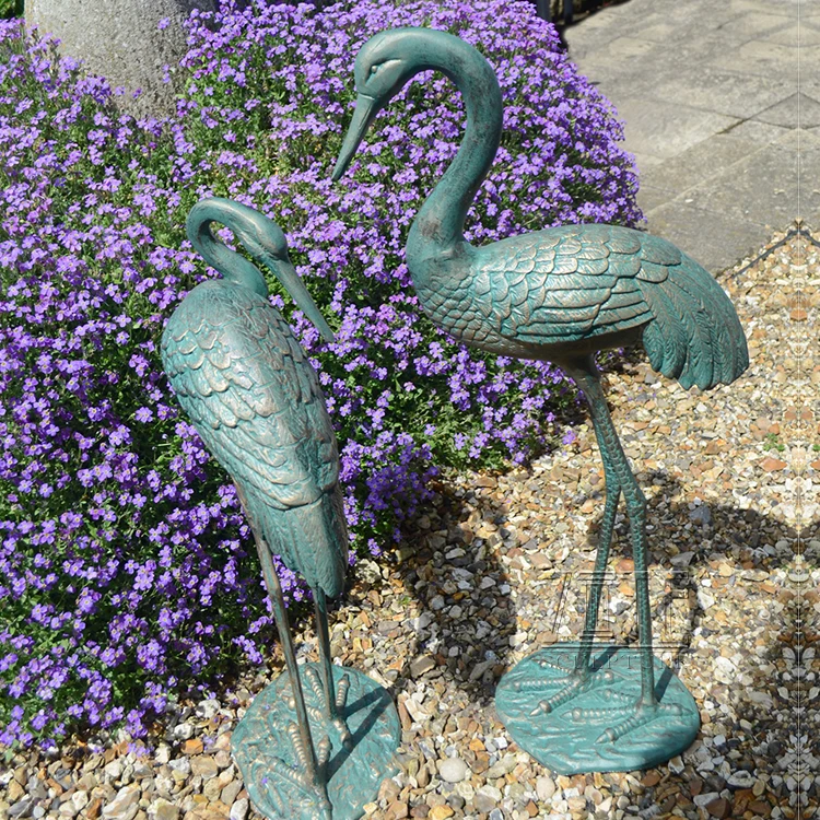 Garden Beautiful Decorative Bronze Stork Crane Standing On Turtle ...