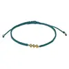 Bracelet with Gold Plated Japanese Glass Seed-Beads Beads on Hand Flat Knotted Cotton String