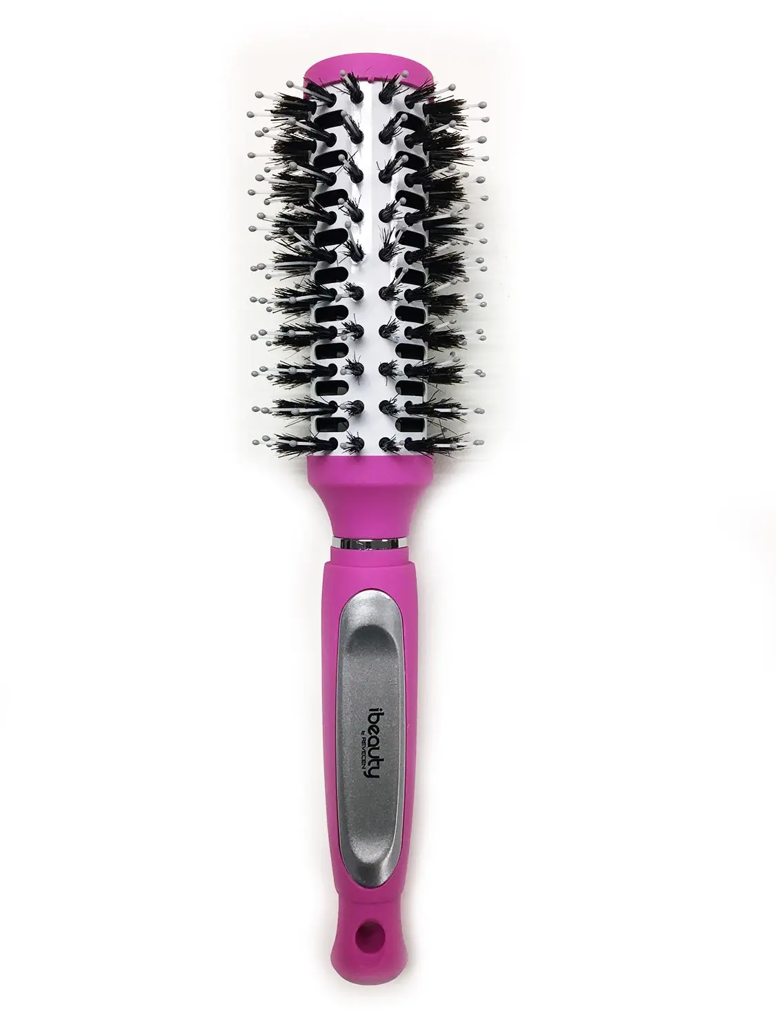 iBeauty 35mm Barrel Porcupine Detangling Styling Round Curling Vent Hair Brush Blow Drying, Straightening Silver ( 2081 Pink)