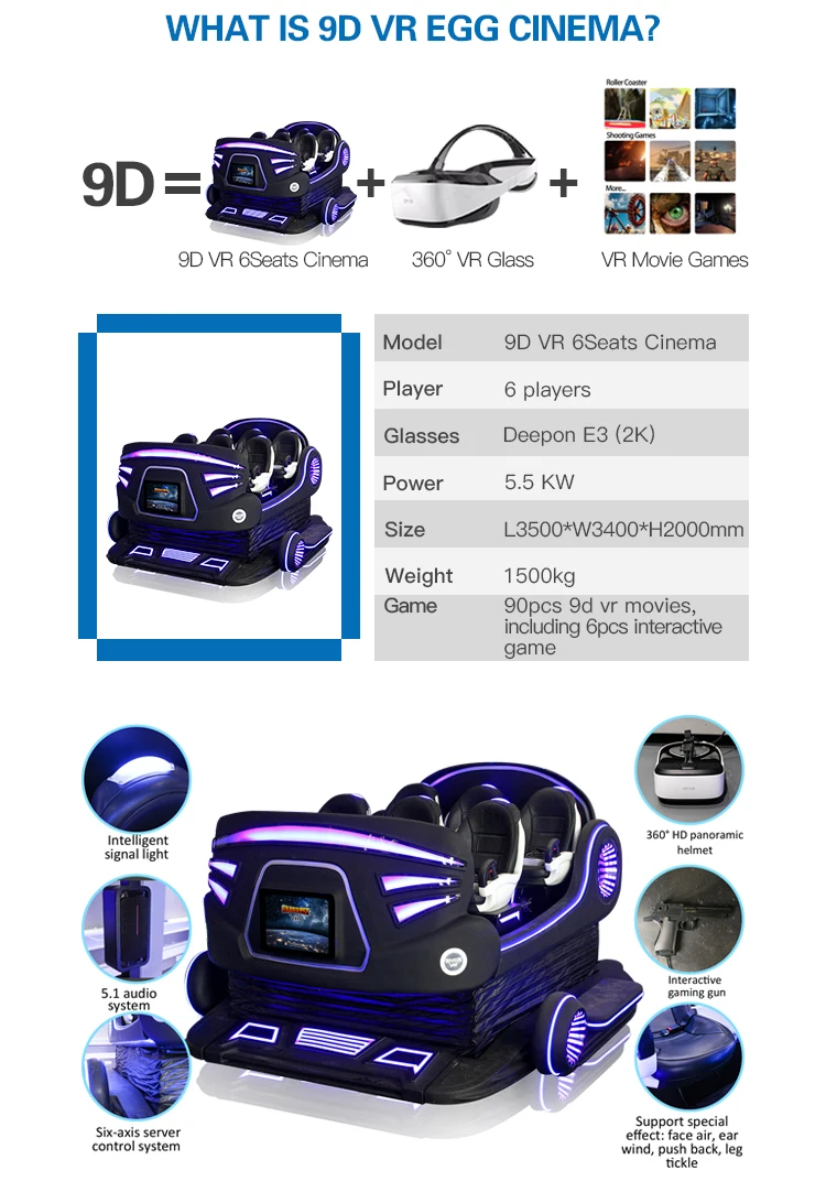 9D VR 6 Seats Cinema
