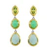 18 K Yellow Gold Plated Aqua Chalcedony, Chrysoprase and Natural Peridot Studded 925 Sterling Silver Earring