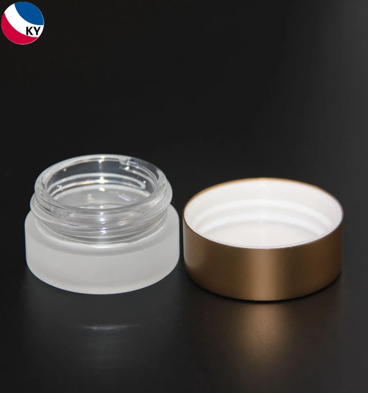 Small Frosted Cosmetic Eye Cream Lip Balm Glass Jars Metal Aluminum Lid