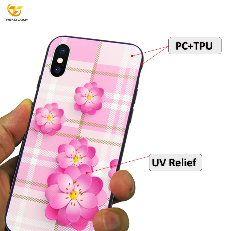 

3D Sublimation TPU PC Custom uv emboss printing phone case for iphone X XS