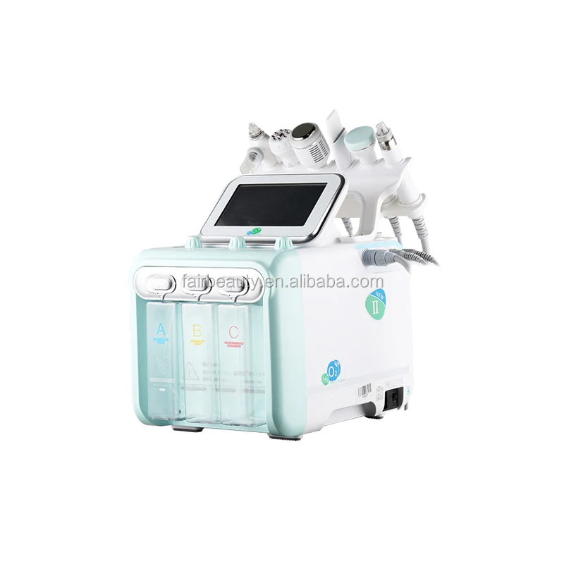 

Beauty salon popular face beauty device 6 In 1 small bubble H2O2 Facial Skin Care SPA Beauty Oxygen Therapy Machine Peel, Whtie