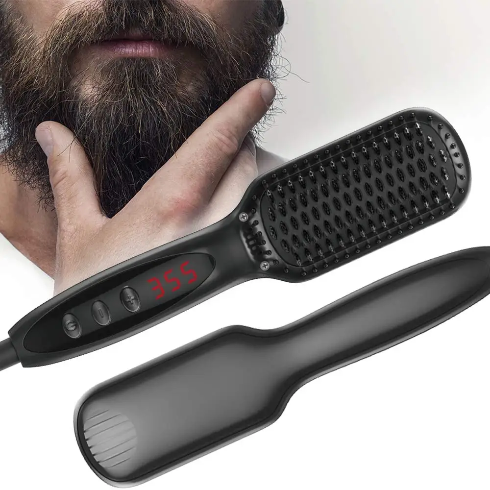 

CE ROHS approved hair comb brush beard straightener, Black;customized