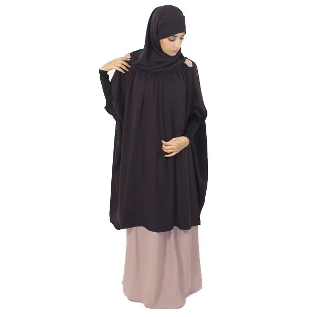 Long Integrated Hijab Jilbabs With Skirts For Islamic Women Wool Peach