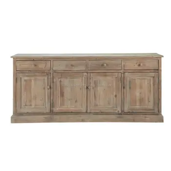 Wooden Rustic Vintage Style Four Doors Four Drawers Buffet