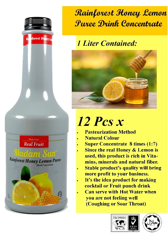 
RainForest Honey Lemon Puree Drink Concentrate/RainForest Honey Lemon Juice Drink Concentrate 